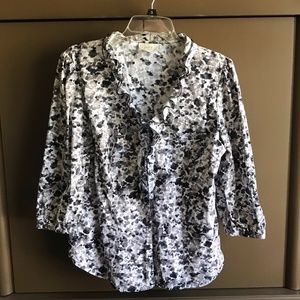 Ann Taylor Loft Button Up Ruffle Blouse, Size 10
